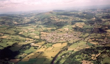 Crickhowell from the air - looking towards Sugar Loaf